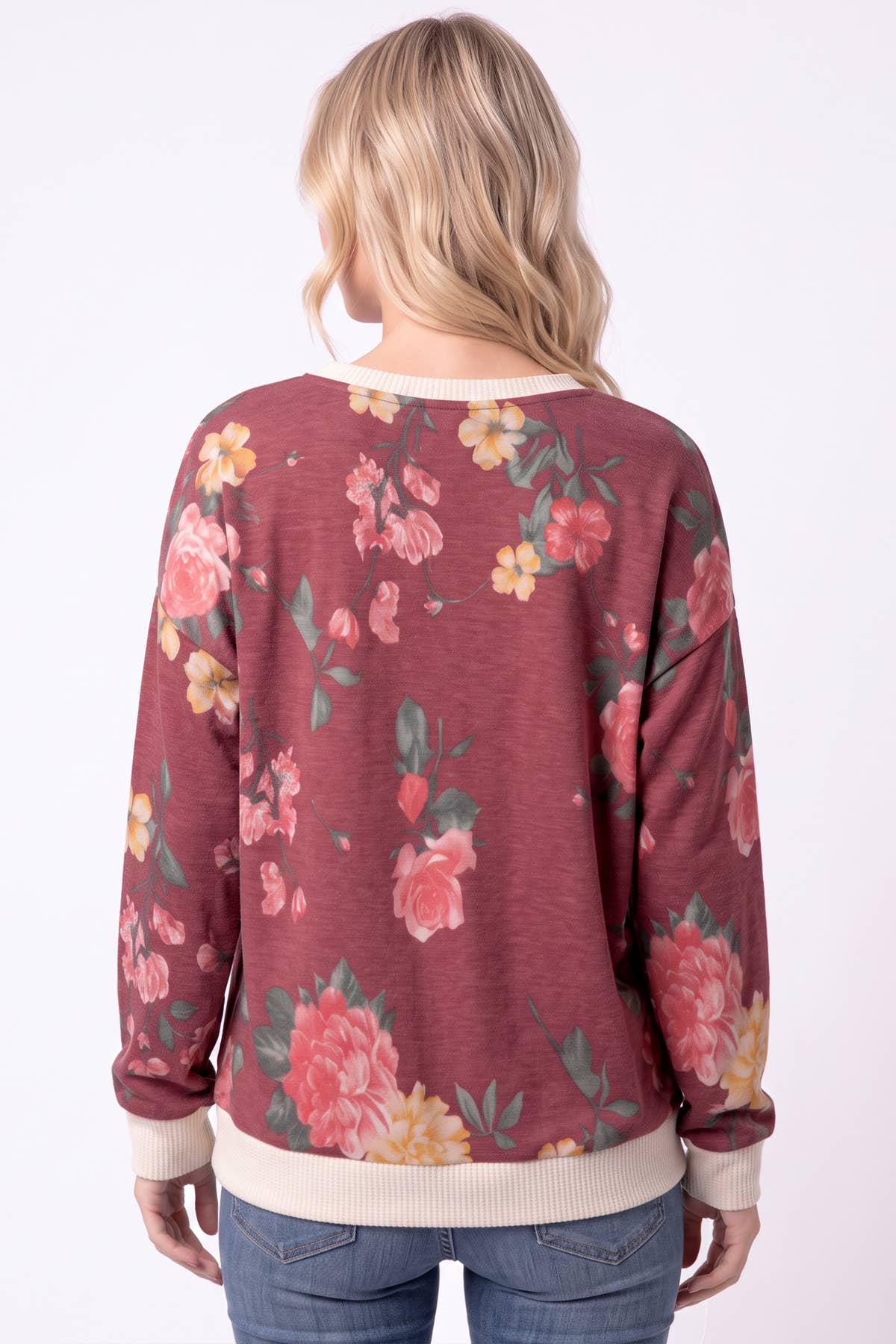 Floral Print Contrast trim Sweatshirt
