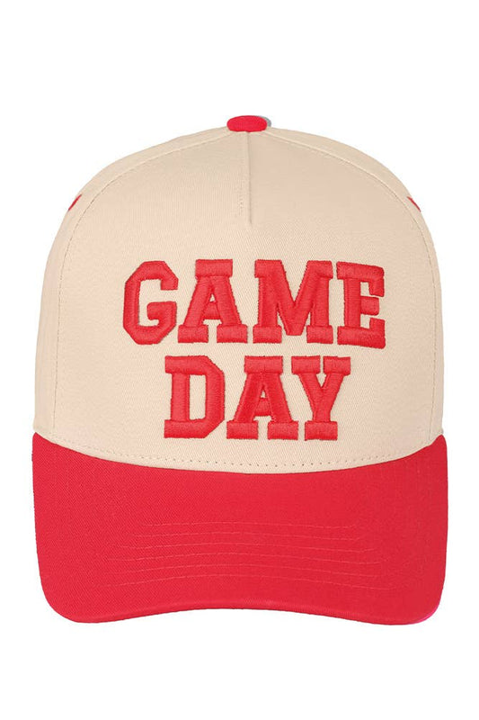 C.C GAME DAY Embroidered Cotton Baseball Cap: Red
