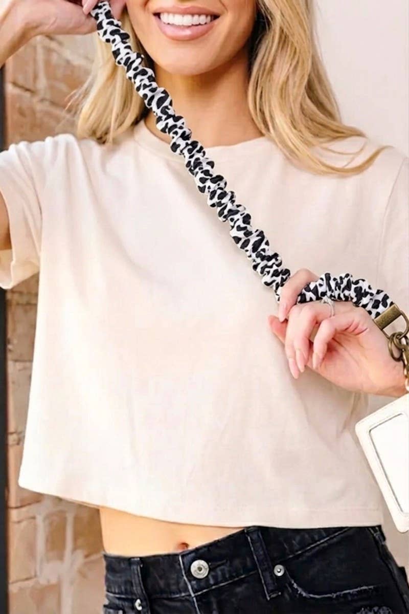 Trendy Scrunchie Lanyard: CHECKERED BLACK