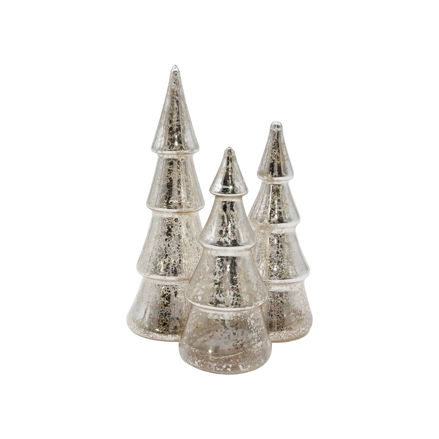 Battery-Operated Mercury Silver Glass Trees