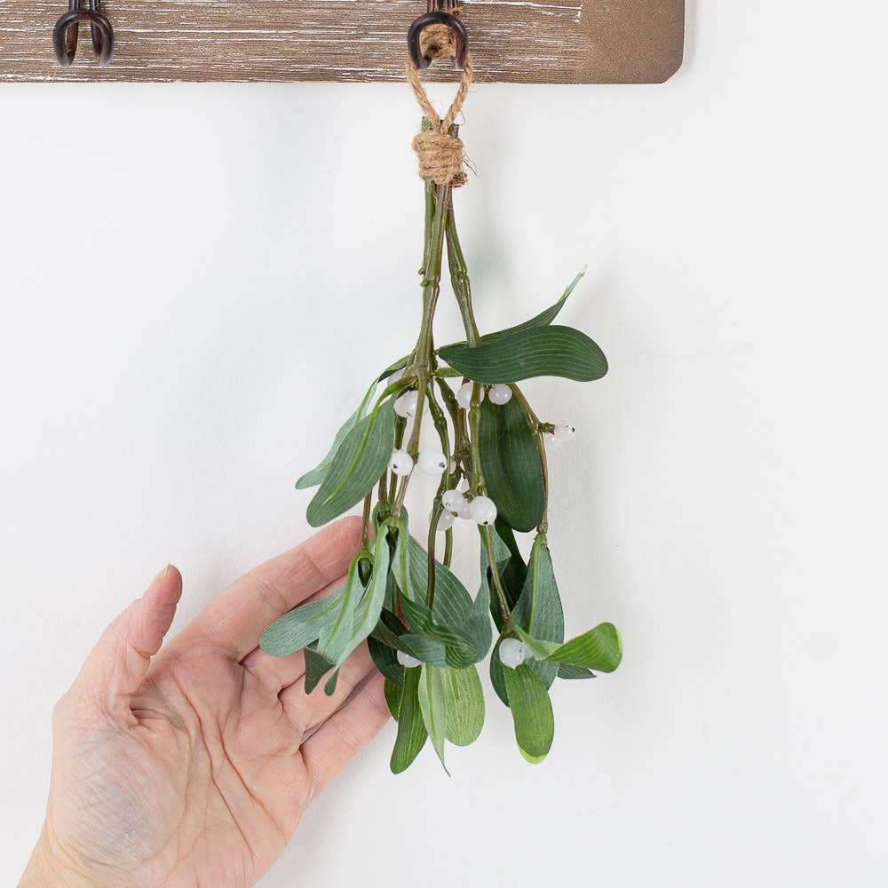 8" Hanging Artificial Mistletoe with Jute Hanger