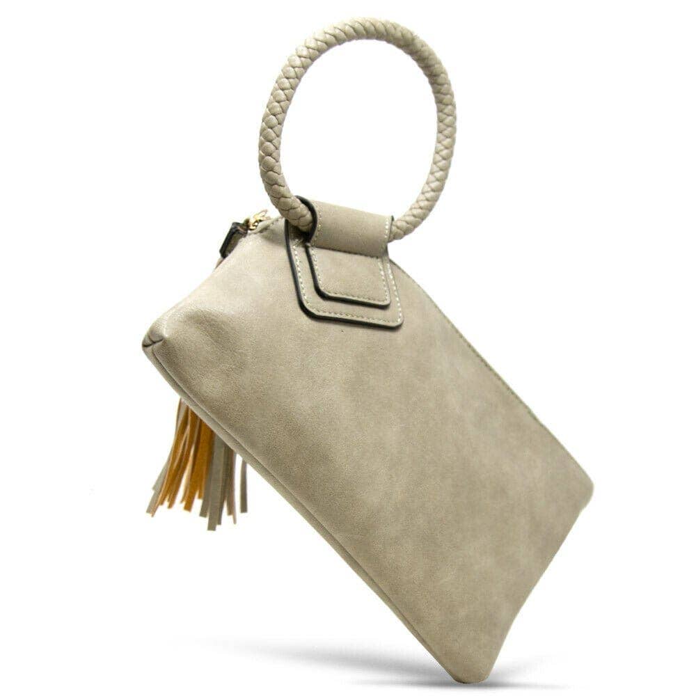 JYM0346 Soft Vegan Leather Wristlet/Clutch: Brown