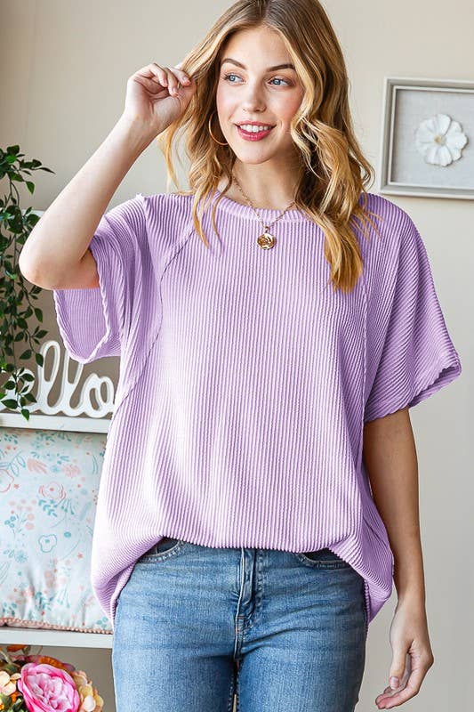 URBAN RIBBED TOP: LAVENDER
