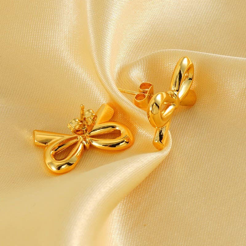 18K  BOW STUD EARRINGS