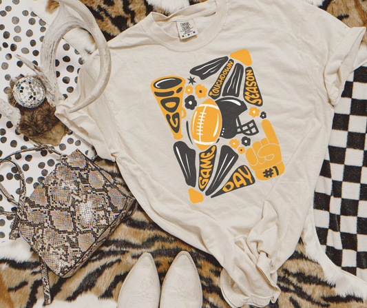 Iowa Football Abstract Flower Art Ivory Tee