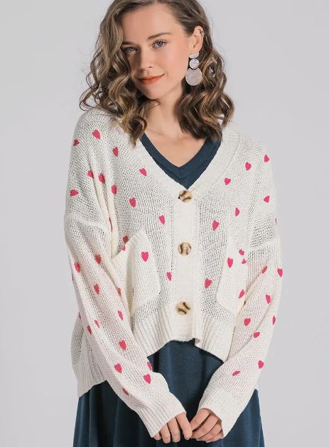 "Dorothy" Cream/Heart Sweater