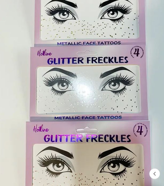 Gold Glitter Freckle Face Tattoo
