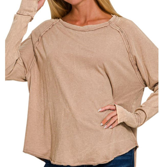 Nancy" Thumbhole Scoop Neck Top