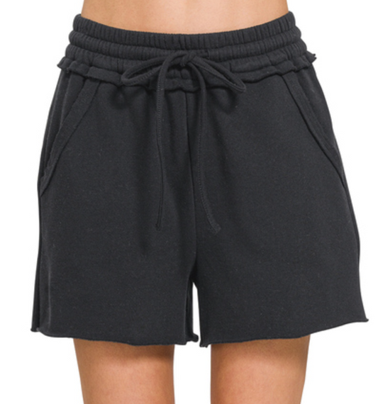 Fleece Raw Hem Shorts