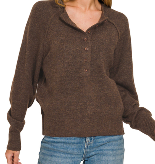 Half button henley sweater