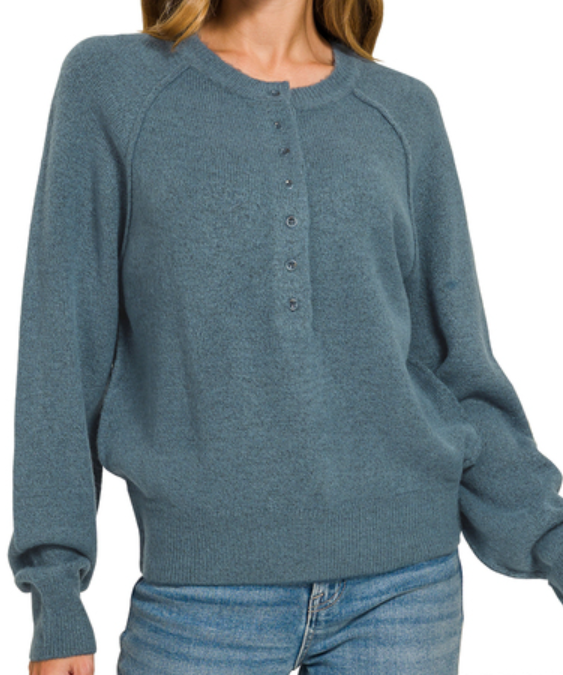 Half button henley sweater