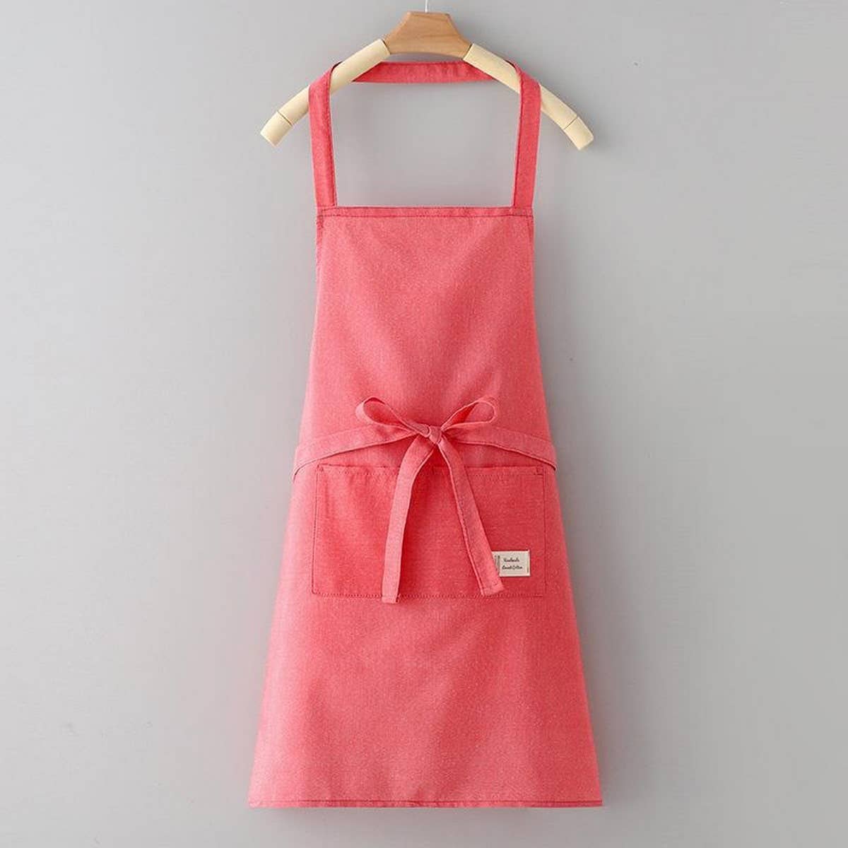 SOLID COLOR THIN APRON WITH POCKETS  Red / (OS) 1