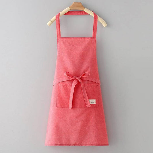 SOLID COLOR THIN APRON WITH POCKETS  Red / (OS) 1