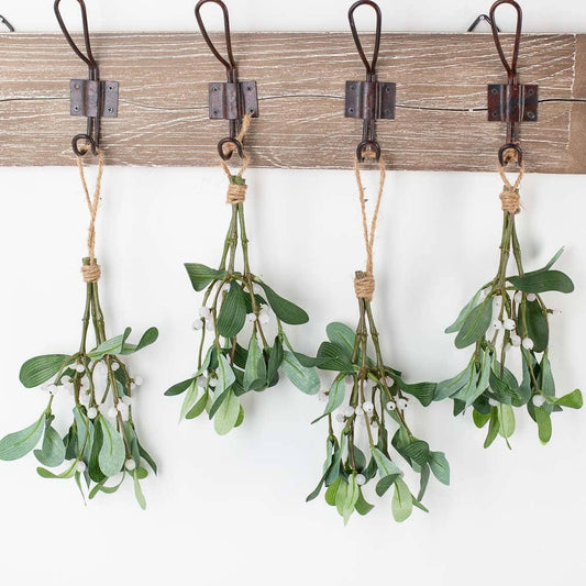 8" Hanging Artificial Mistletoe with Jute Hanger