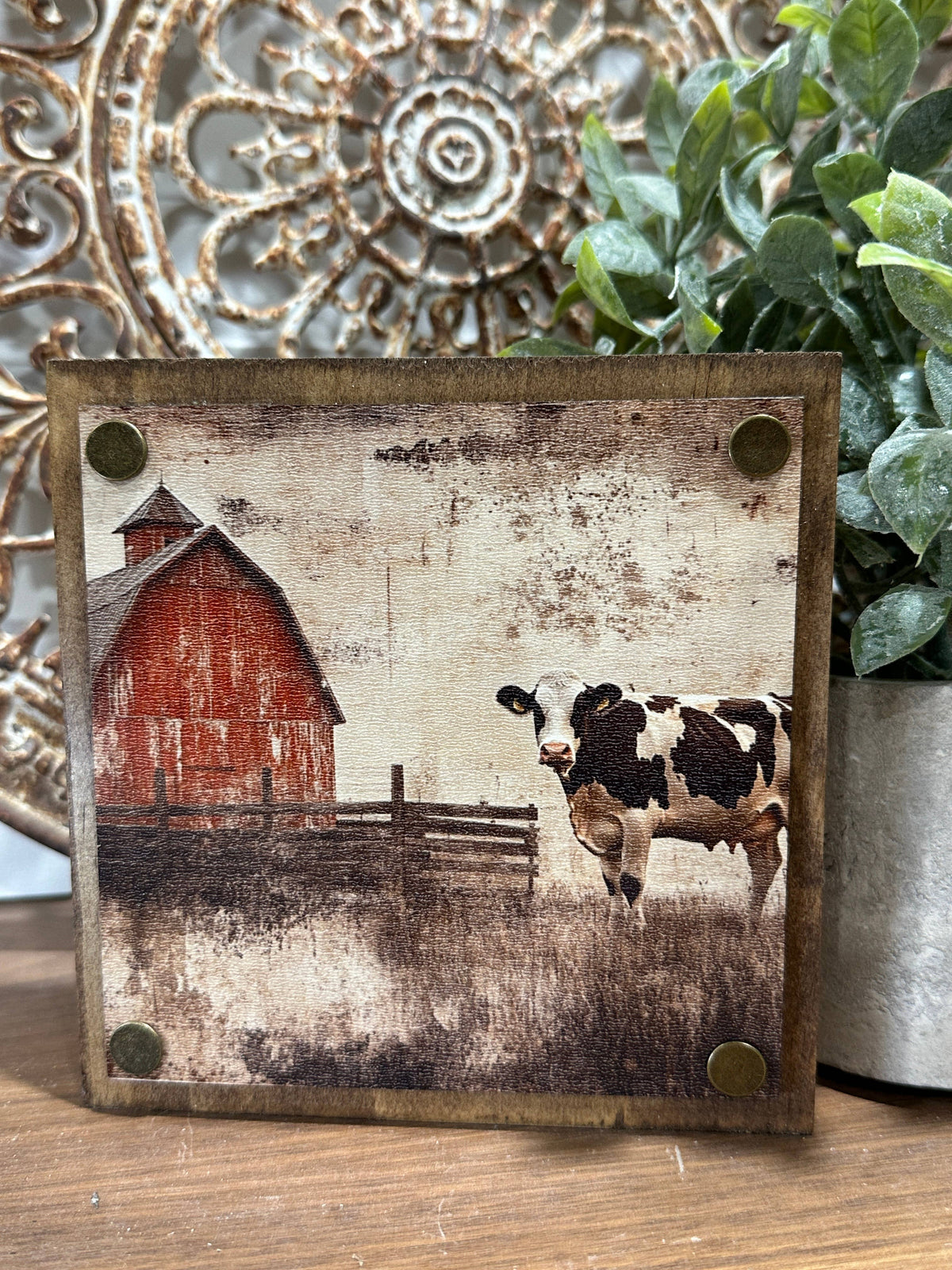 Tiered Tray block, farmhouse, cow, barn, farmhouse decor