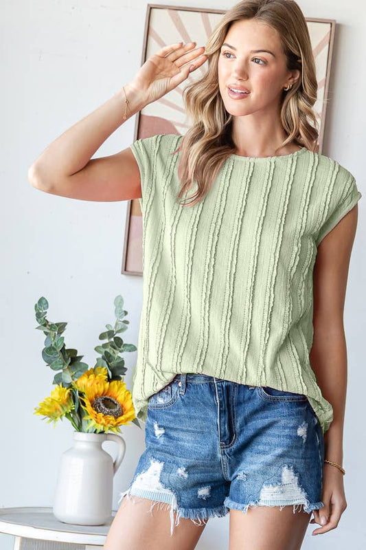 Textured Cap Sleeves Blouse