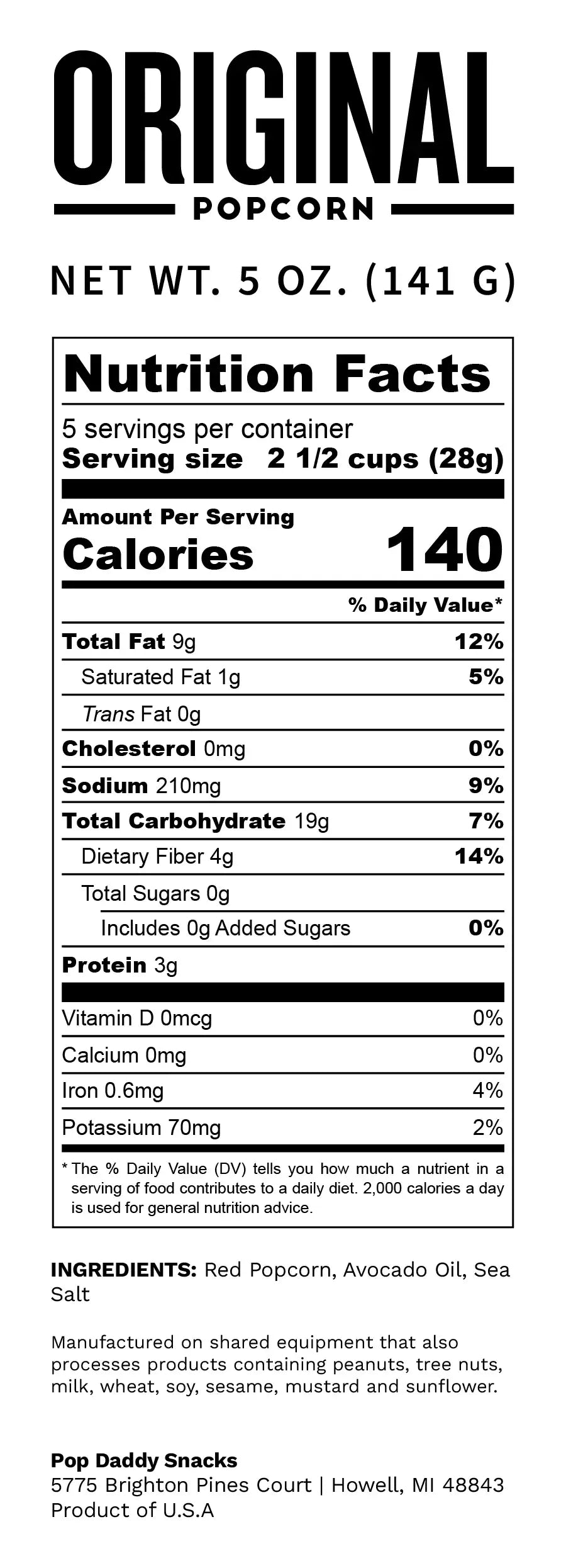 Pop Daddy – Original Flavor Popcorn 5.0oz