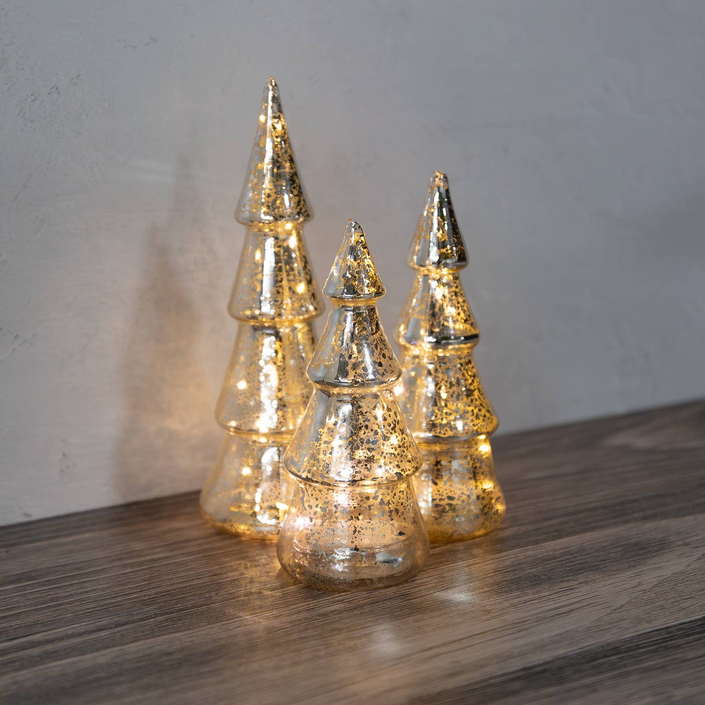 Battery-Operated Mercury Silver Glass Trees