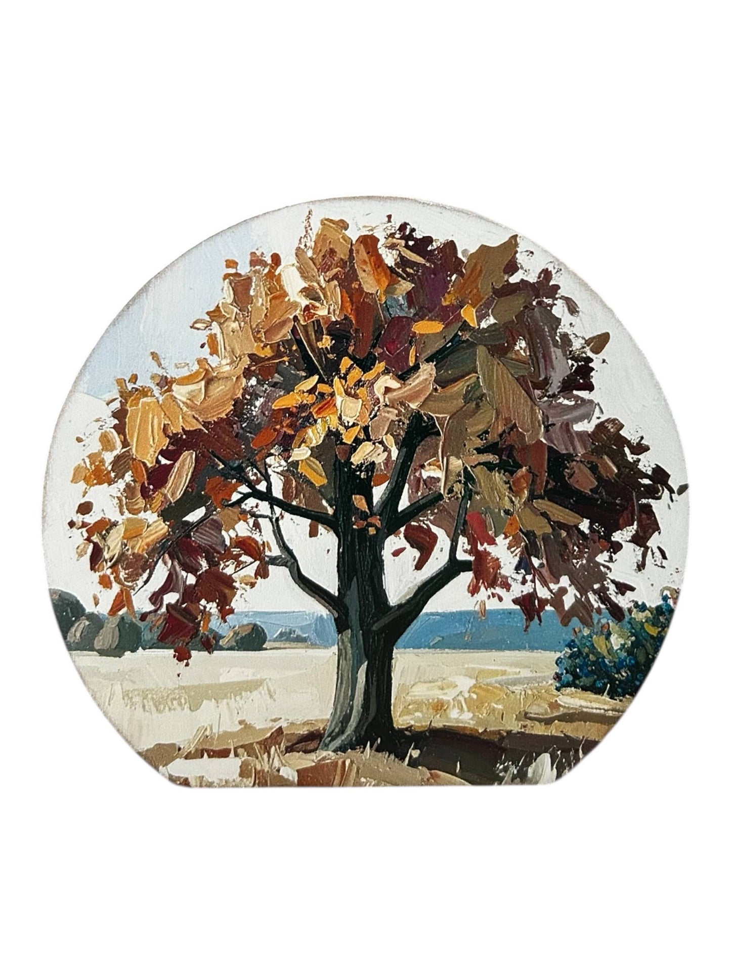 Fall Oak Tree  Circle Sign