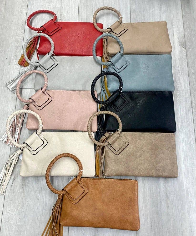 JYM0346 Soft Vegan Leather Wristlet/Clutch: Tan