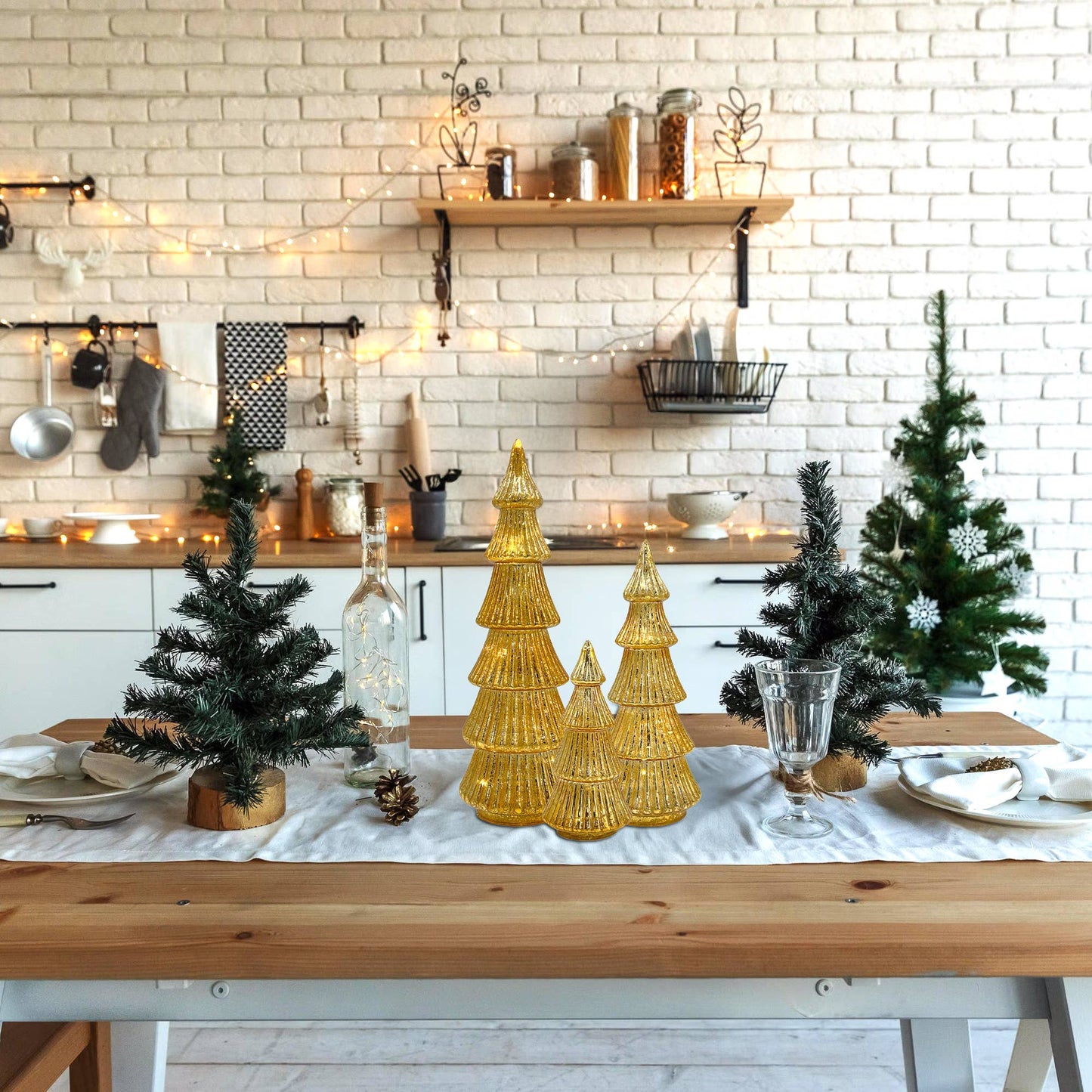 Battery-Operated Gold Trees