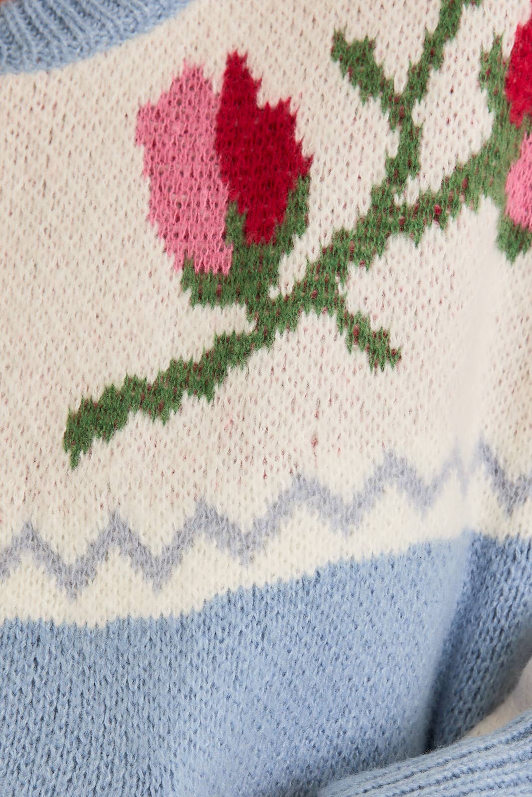 "ROSE" FLORAL PATTERN DETAIL SWEATER JACKET