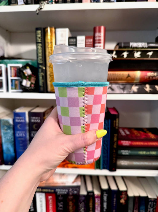 Retro Checker Iced Coffee Drink Sleeve- Medium