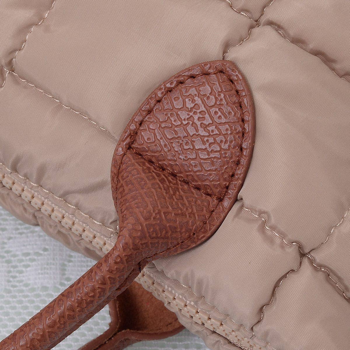 QP782 Quilted Puffer Satchel/Crossbody Bag: Taupe