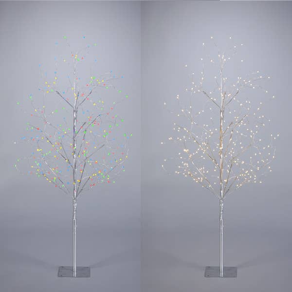 4'H Dual Color Micro LED Tree with Silver Wire