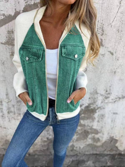 "Nora" Zip up denim jacket
