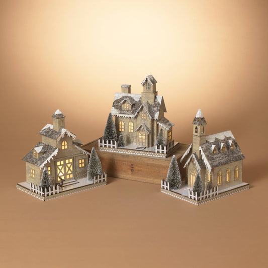 Holiday 11.5"H B/O Lighted Paper House w/ Trees