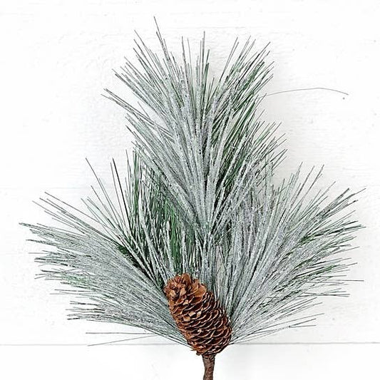 18in Spray-Snowy Flocked Needle Pines-