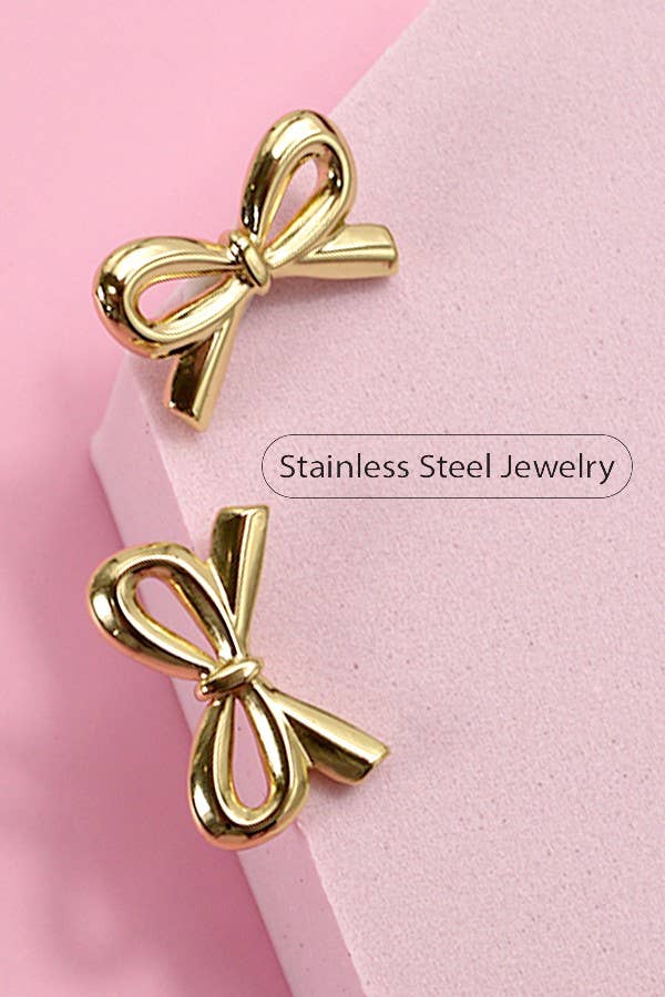 18K  BOW STUD EARRINGS