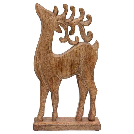 15.5" Whimsical Deer Mango Wood Christmas