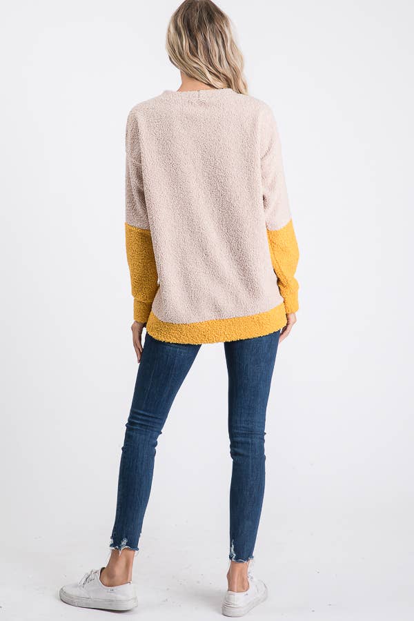 Soft Cozy Textured Color Block Sweater