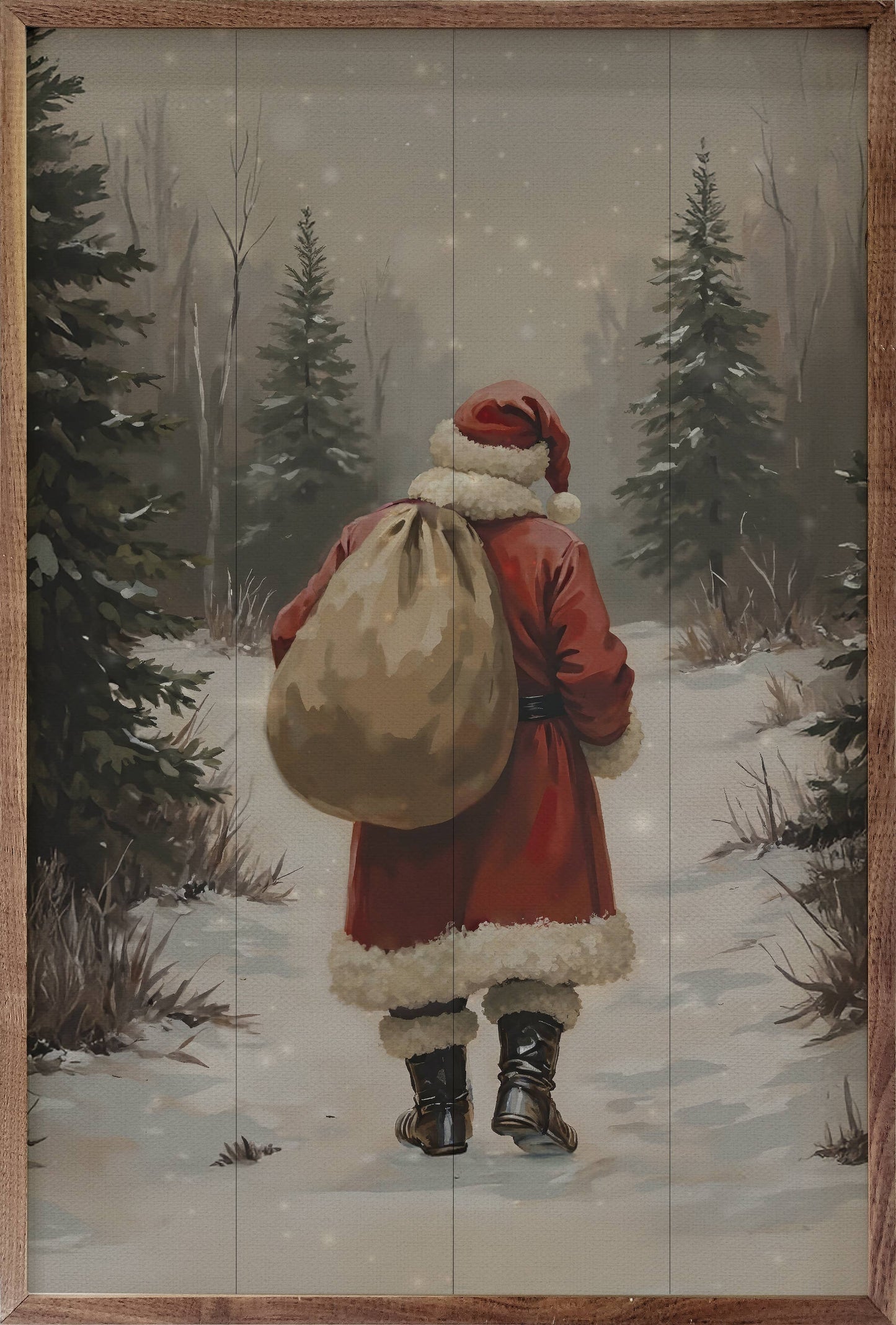 Santa Claus Walking In Timber: 10x16