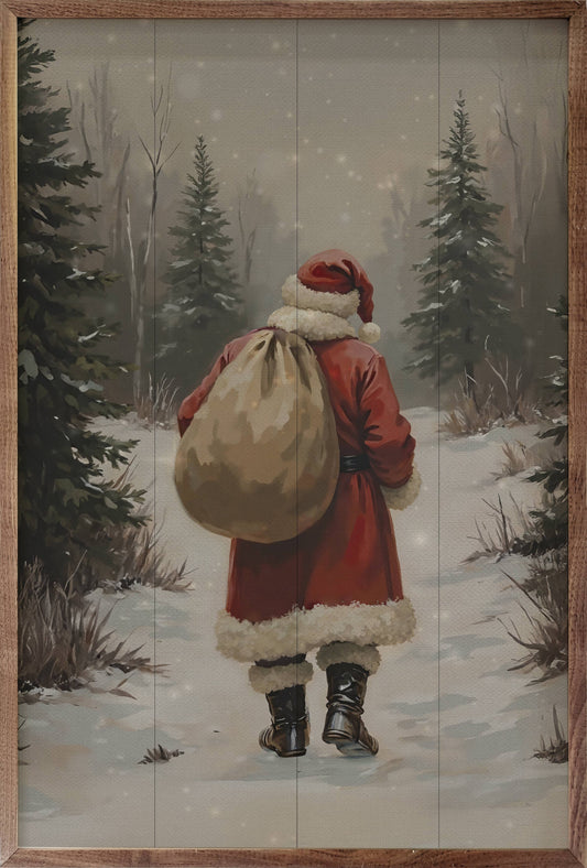 Santa Claus Walking In Timber: 10x16