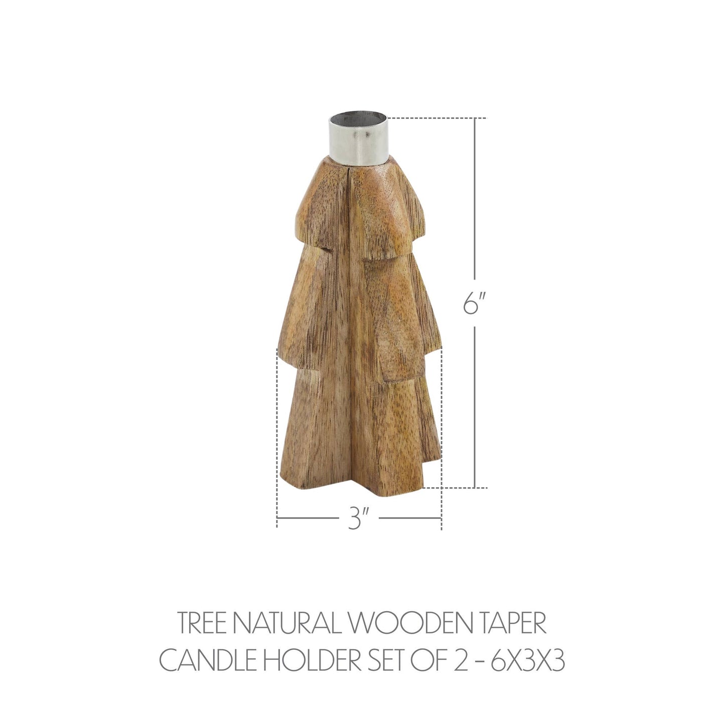 Tree Natural Wooden Taper Candle Holder 6x3x3
