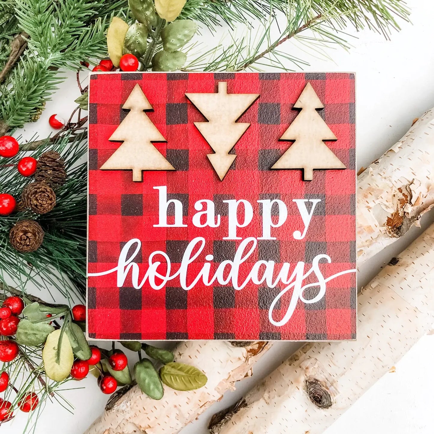 Christmas Mini Block Tiered Tray Signs - Laser Cut Design: Tree With Star