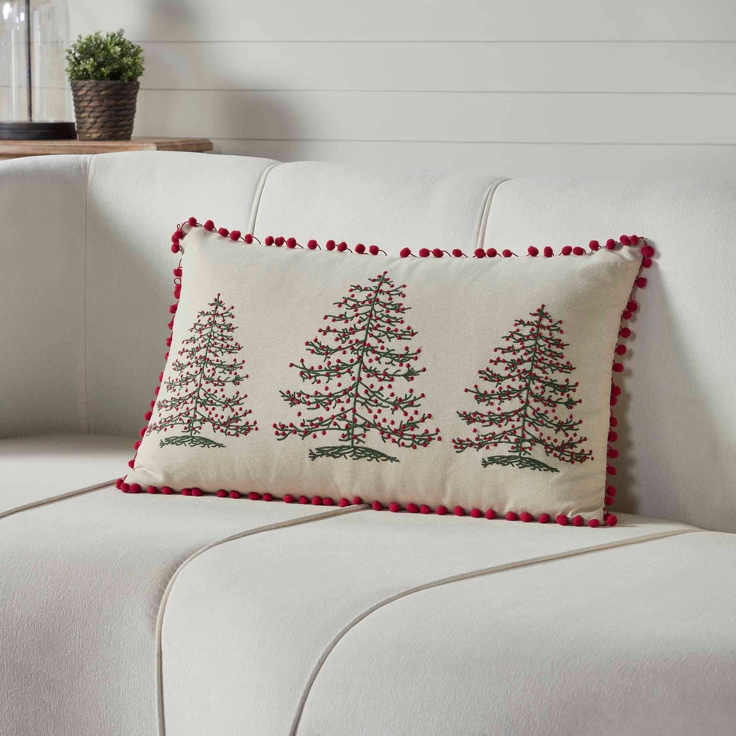 Timeless Ticking Red Tree Pillow Cover 26Lx16W