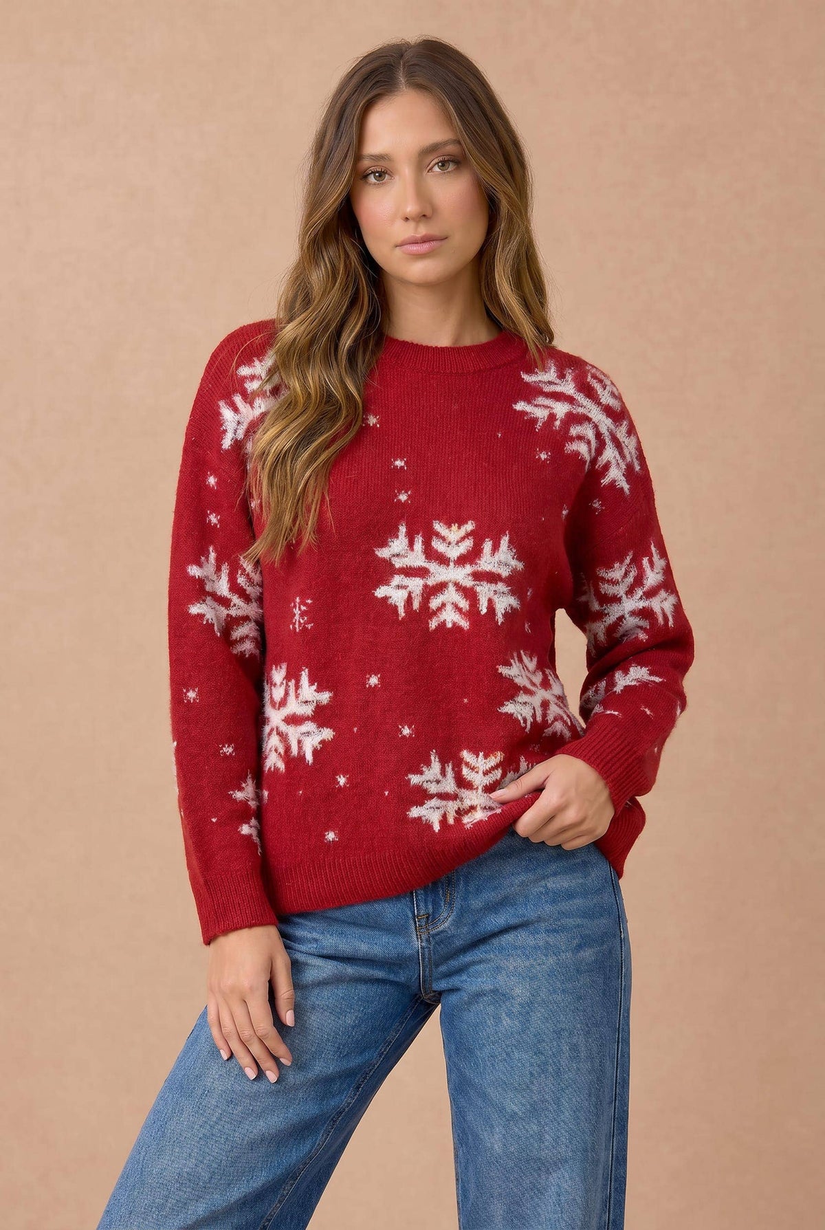 Snowflake Jacquard Pullover Sweater