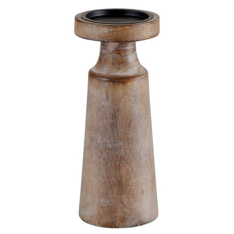 Mango Wooden Candle Holder Lrg