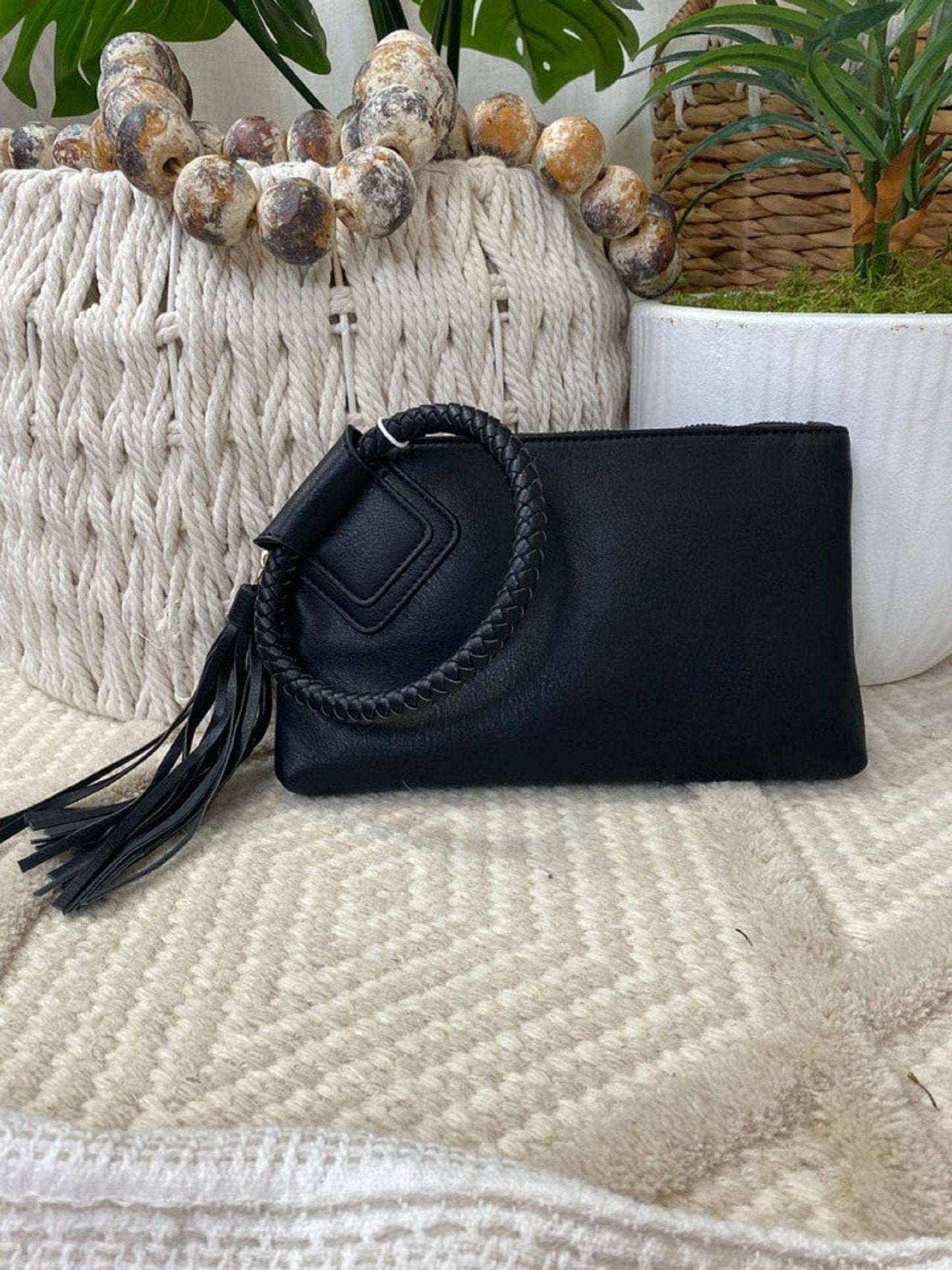 JYM0346 Soft Vegan Leather Wristlet/Clutch: Tan
