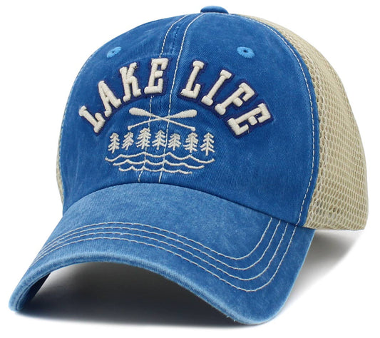 Lake Life Vintage Ballcap: BLUE