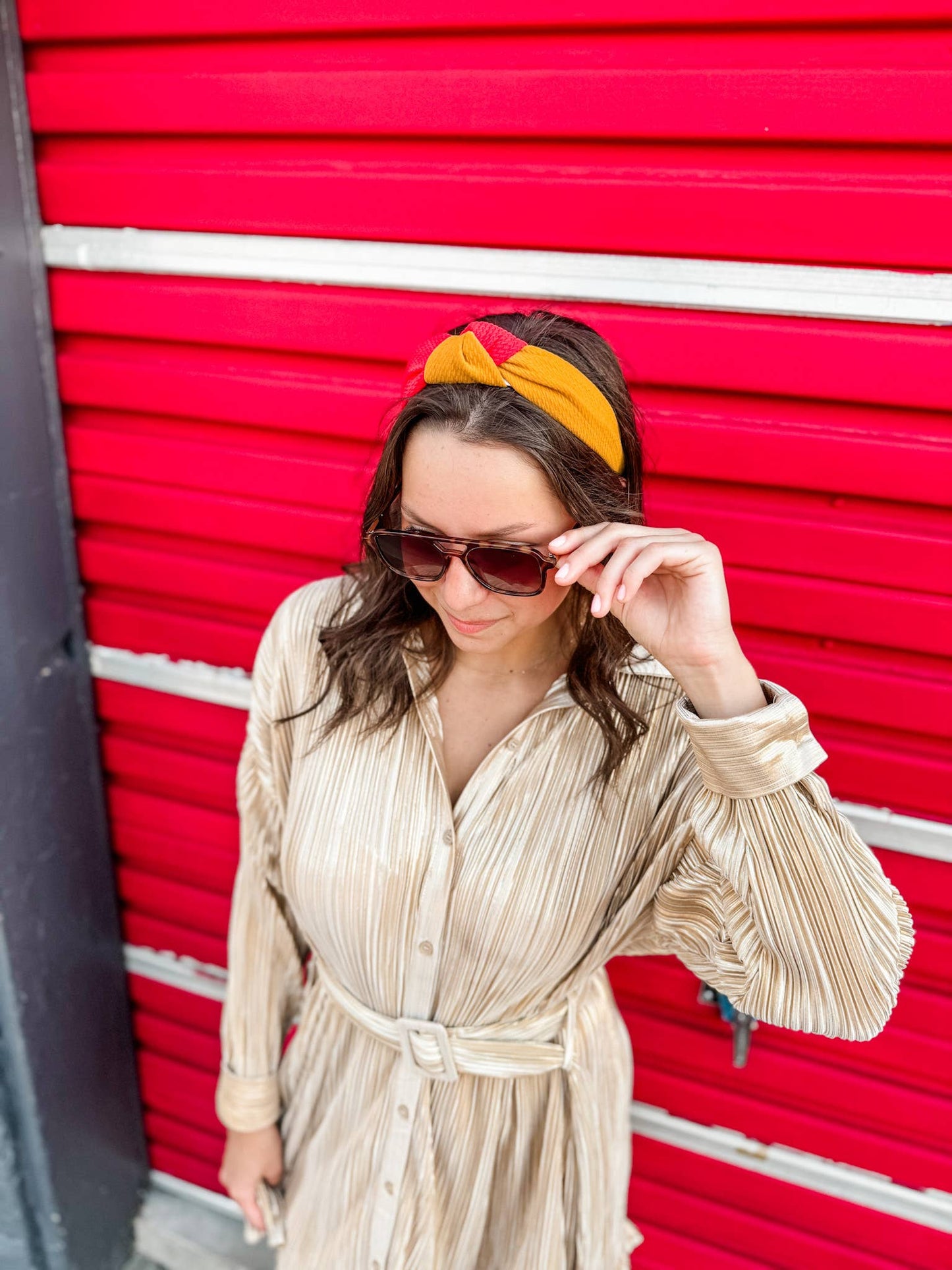 Two-Toned Scarlet/Gold Structured Headband