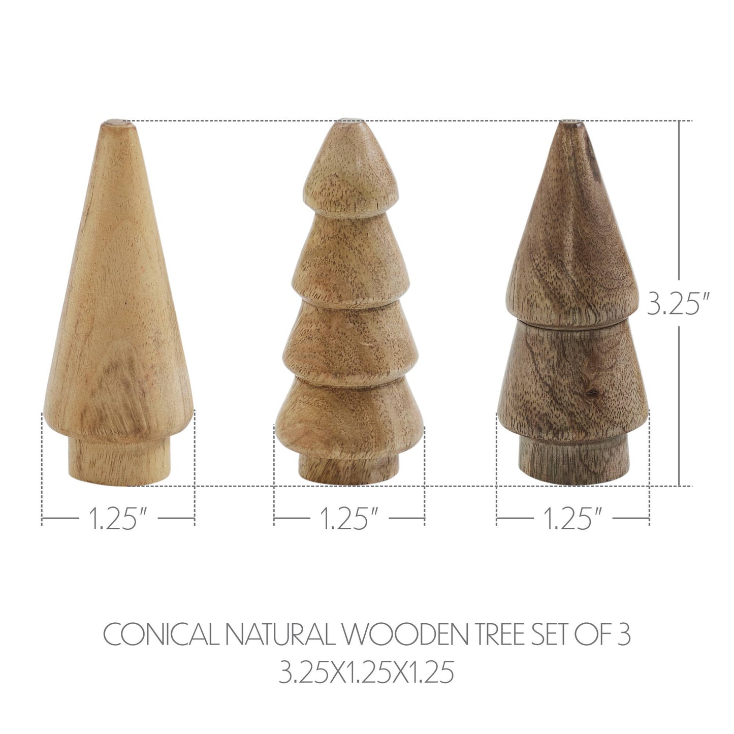 Conical Natural Wooden Tree - 3.25x1.25x1.25