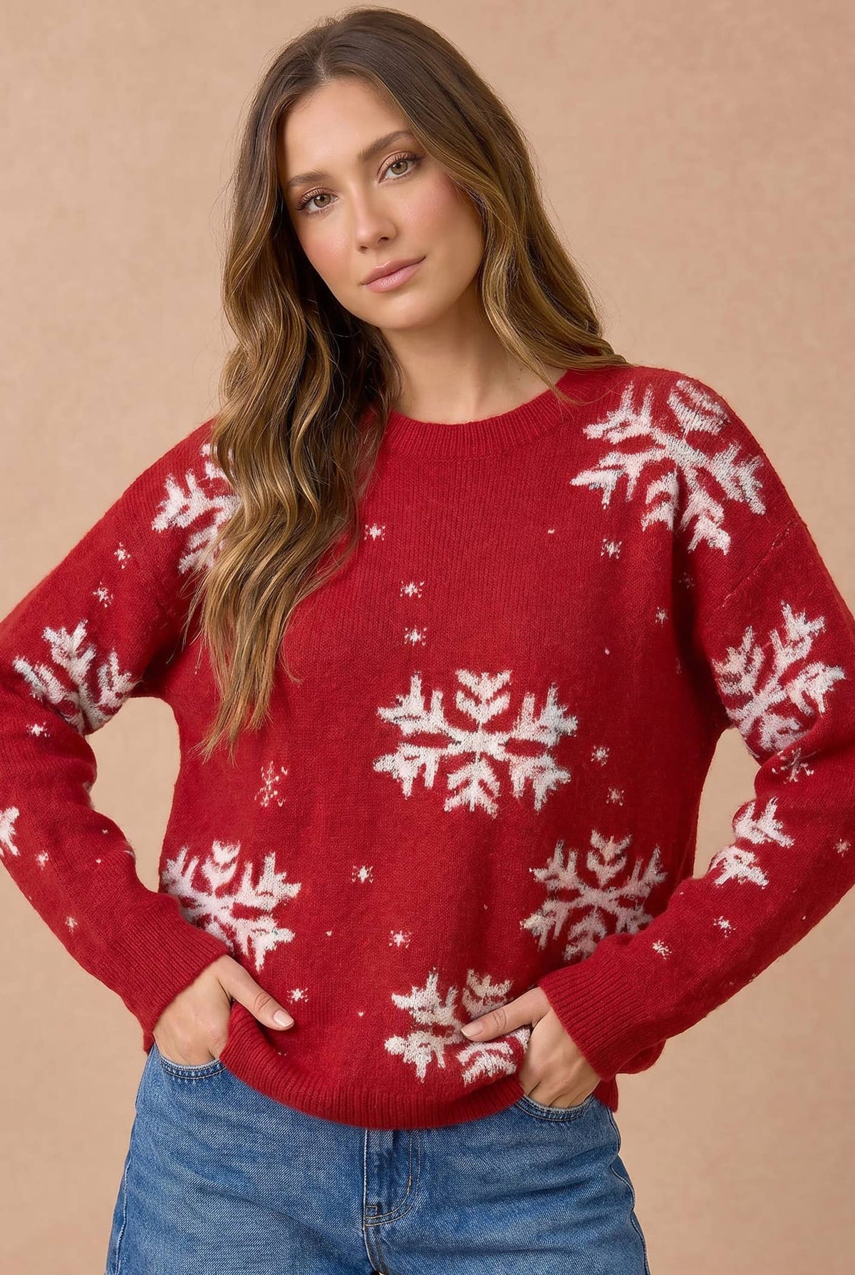 Snowflake Jacquard Pullover Sweater