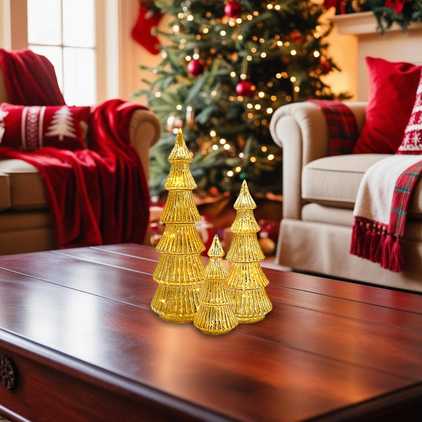 Battery-Operated Gold Trees