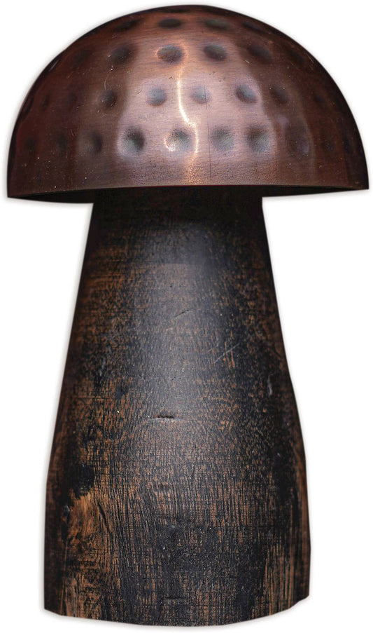 Metal Mushroom 6": Wood & Metal / 4" x 4" x 6"