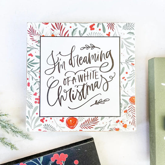 Christmas Mini Block Tiered Tray Signs: Dreaming of White Xmas